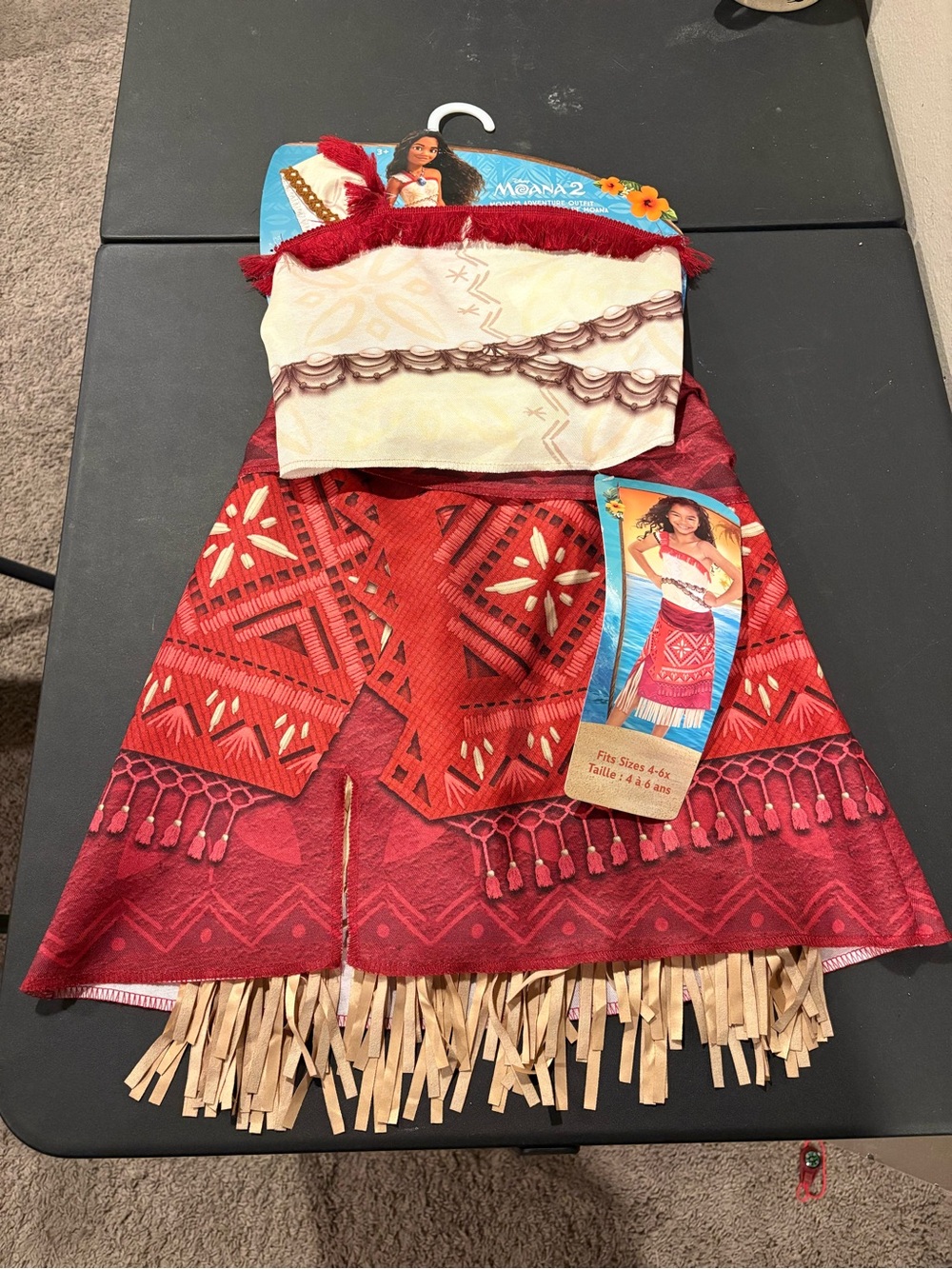 Disney Moana 2 Costume Girls Complete Size 4-6X Red NWT Halloween
